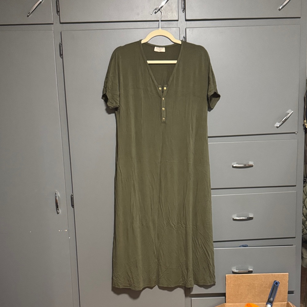 Olive Green Women's Sleepwear Dress